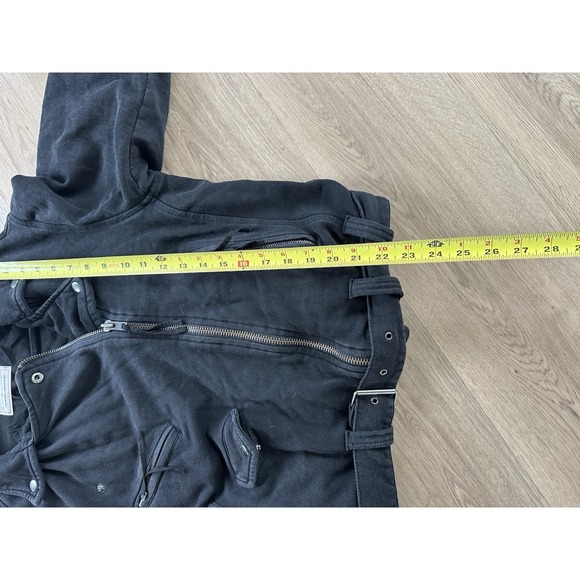 Free People We The Free Rebel Knit Moto Jacket XS Black Buckle Grunge Biker Goth - Picture 7 of 12